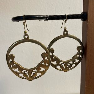 Circle funky cut out geometric dangly earrings